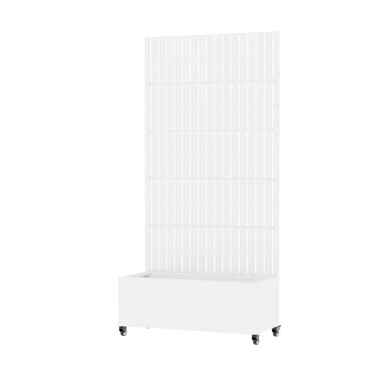 Raised Garden Bed Planter with Trellis Movable Planter Box with Lockable Wheels