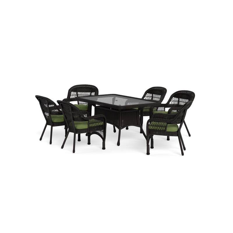 Portside Dark Roast Outdoor Wicker Dining Set (7-Piece)