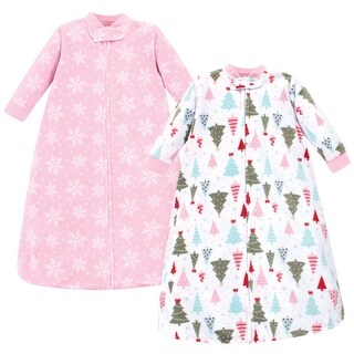 Hudson Baby Infant Girl Long-Sleeve Fleece Sleeping Bag, Sparkle Trees