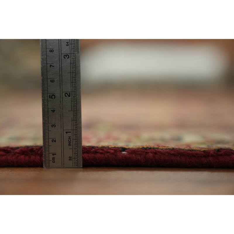 Hand Knotted Oriental 100% Wool Carpet Traditional Floral Red Mashad Area Rug - 12' 10'' X 9' 10''