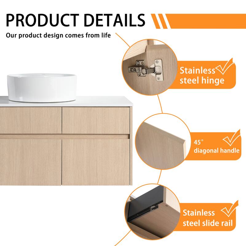 Bathroom Vanity With Sink In 32 Inch, Floating Bathroom Vanity With 2 Soft Close Doors And Drawer