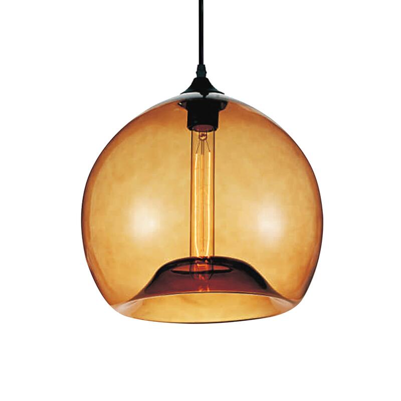 Glass 1 Light Down Mini Pendant With Amber Finish - Transparent Amber