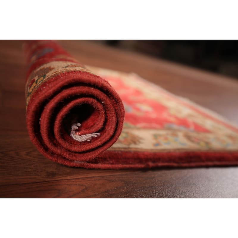 Floral Kazak Oriental Foyer Rug Hand-Knotted Red Wool Carpet - 2'0" x 3'0"