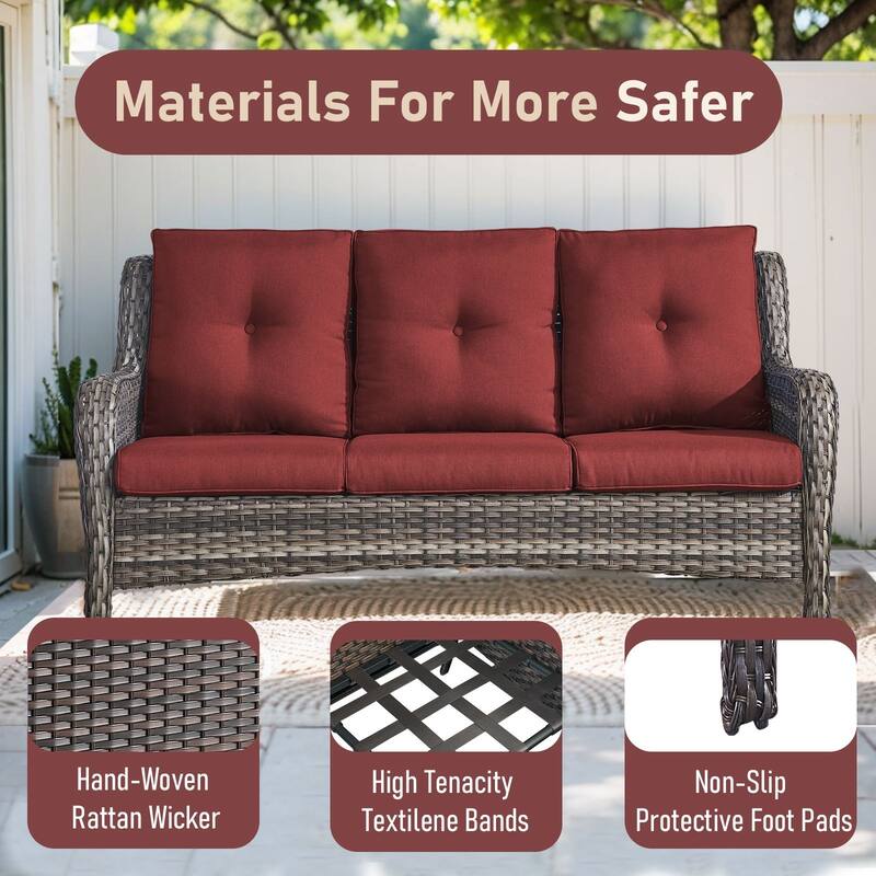 Outdoor 3-Piece Wicker Sofa Set with Ottoman