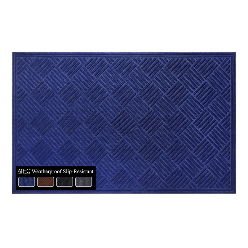 A1HC All Weather Durable Polypropylene Non Slip Backing Rubber Door Mat - 36x60 Inches - Blue