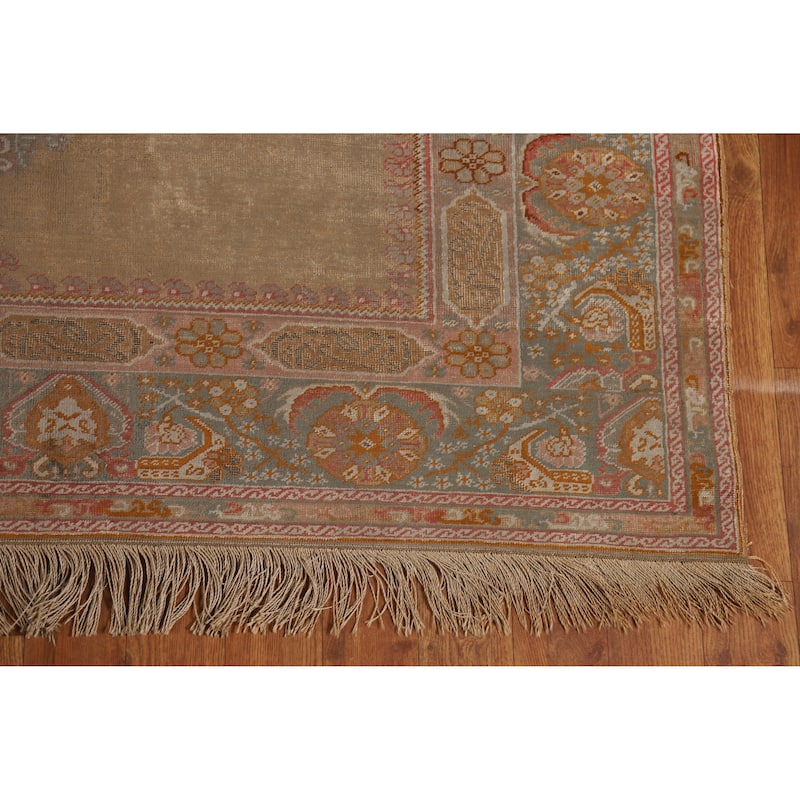 Hand Knotted Oriental Silk Carpet Transitional Geometric Multi-Colored Anatolian Area Rug - 7' 6'' X 4' 0''
