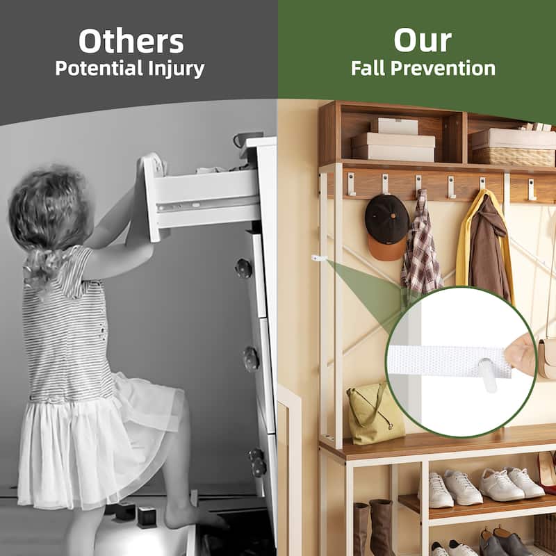 Moasis 5-in-1 Hall Tree with Shoes Storage and Coat Rack for Hallway