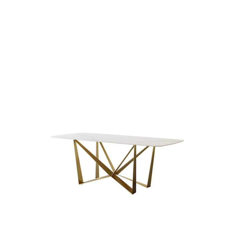 Lesly 70.86 in. Modern Rectangle White Dining Table (8 Seats) - 70.86"D×35.43"W×29.52"H