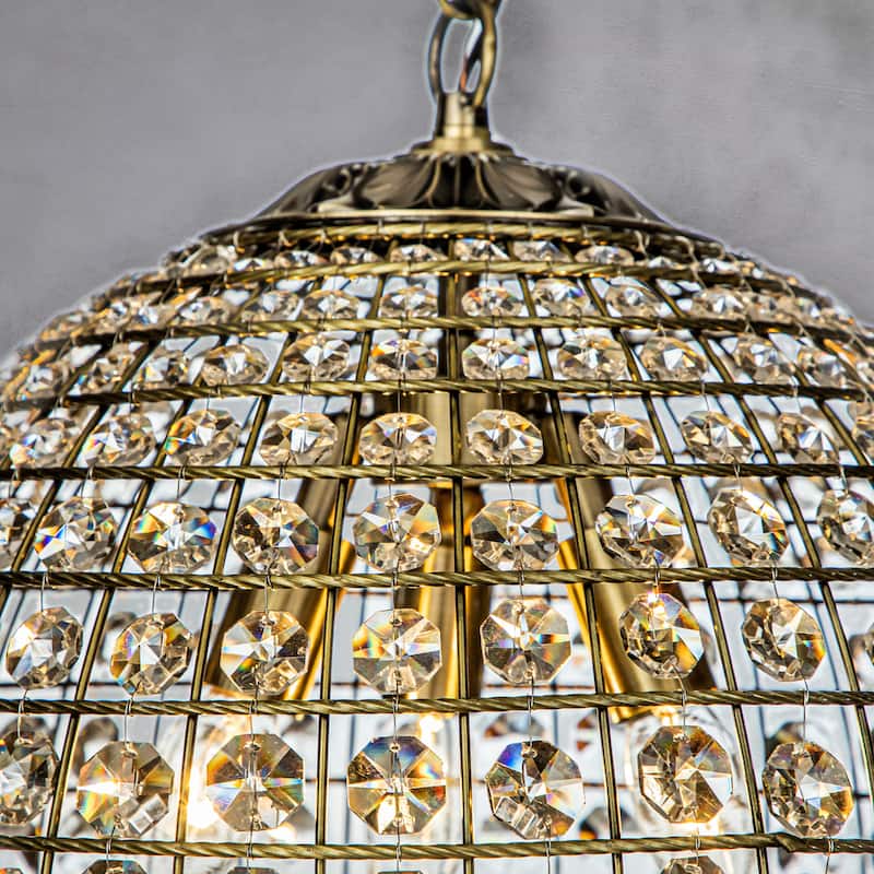 CraftHome Vintage Globe Crystal Chandelier in Antique Gold