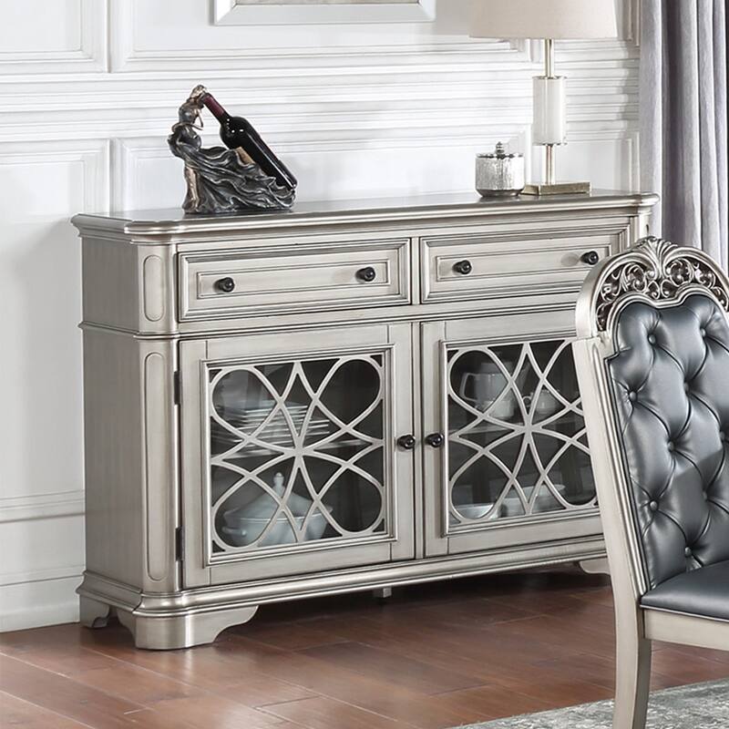 Wood Dining Server with 2 Drawers and 2 Doors