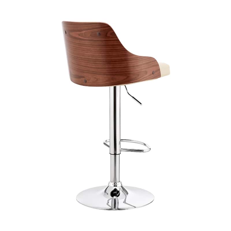 24" Swivel Bar Stool with Armrests and Adjustable Height PU Seat with Foam Chrome Finish Base for Kitchen or Bar