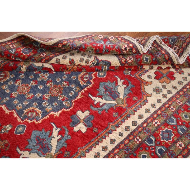 Kazak Oriental Area Rug Hand-Knotted Traditional Wool Carpet - 4'11" x 6'8"