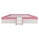 preview thumbnail 12 of 48, Upholstered Floor Bed Fence Bed Slat Platform Bed with Fence and Second Level Ladder, Anti-collision Frame for Kids Toddler