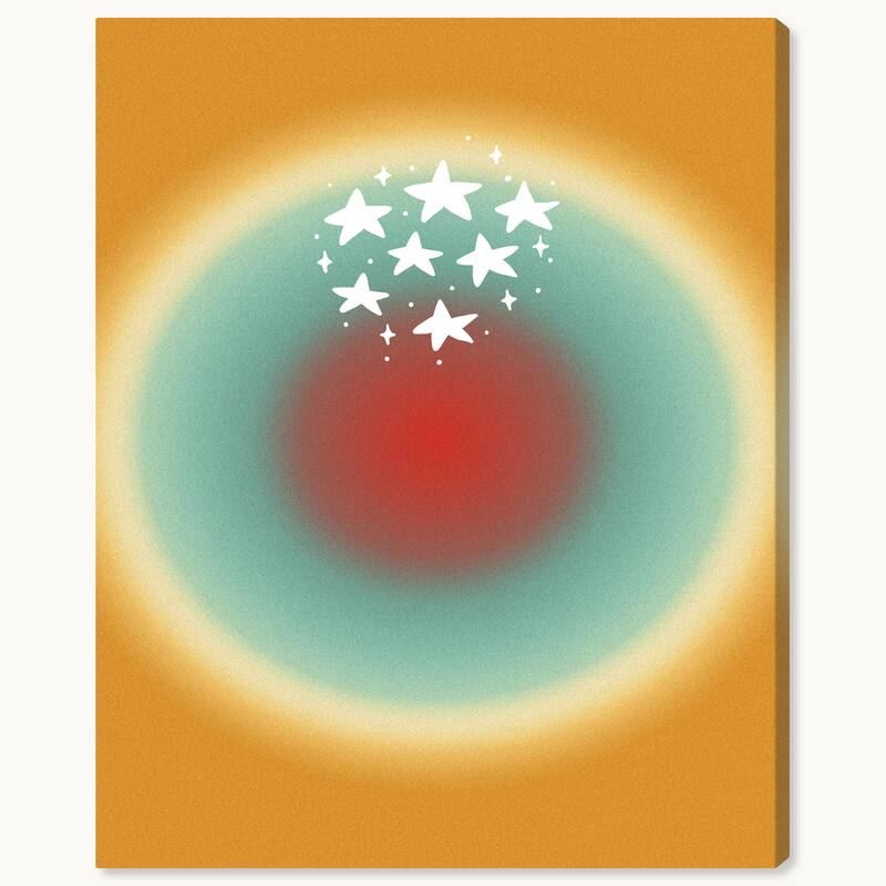 Wynwood Studio Canvas Abstract Saturn and the Stars Blue Modern & Contemporary Wall Art Canvas Print