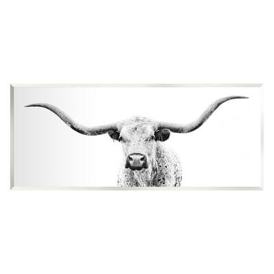 Stupell Industries Longhorn Cattle Gazing Modern White Photography Design Wood Wall Art, Design by PHBurchett