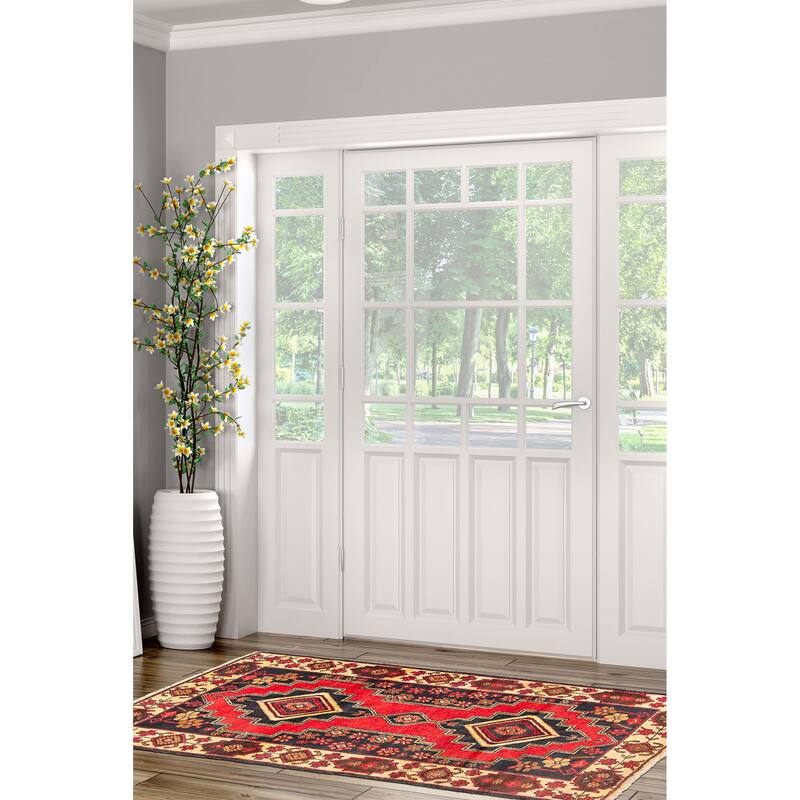 ECARPETGALLERY Hand-knotted Teimani Red Wool Rug - 2'10 x 4'6