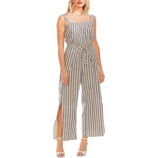 Shop Vince Camuto Womens Jumpsuit Wide Leg Tie Front Natural Sand Overstock 31116824 Xs