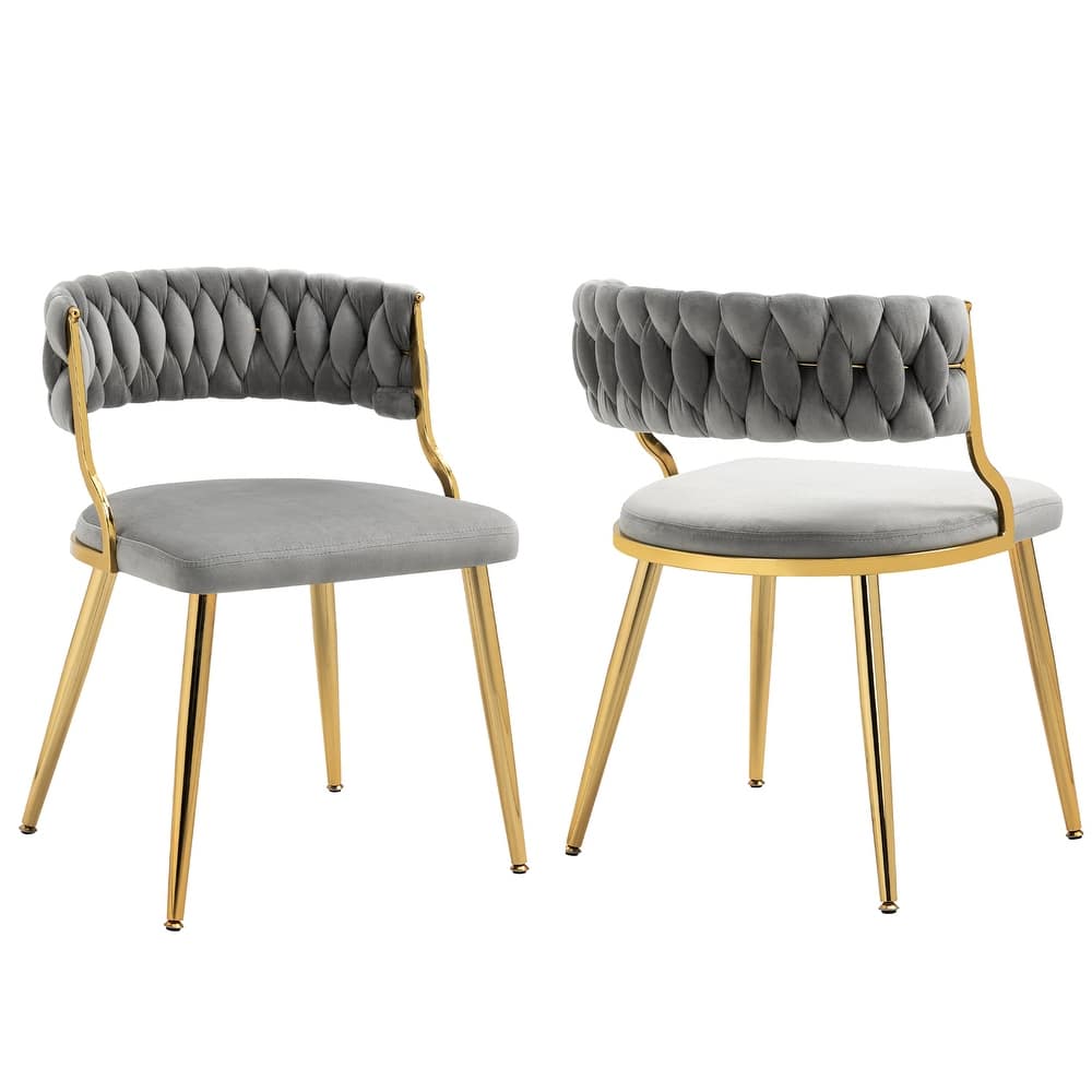2PACK Upholstered Dining Chairs with Woven Back