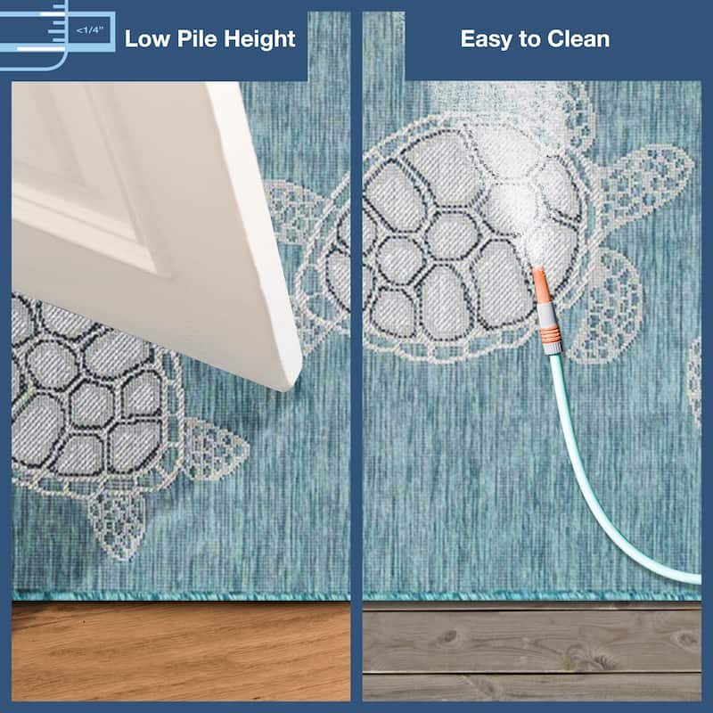 Liora Manne Carmel Collection Sea Turtles Indoor/ Outdoor Area Rug