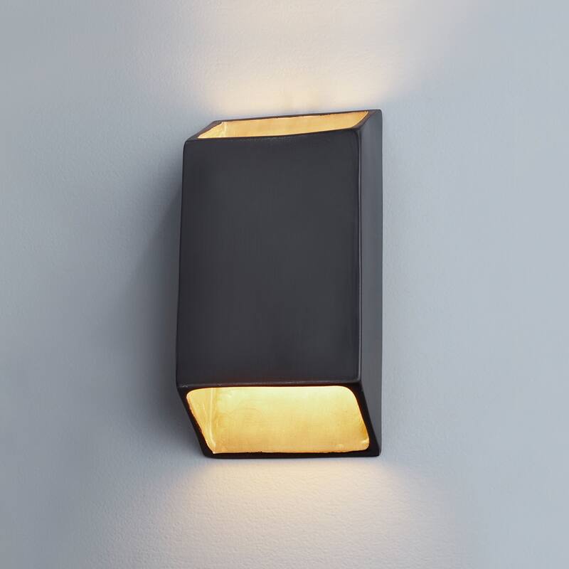 Justice Design Group Ambiance ADA Outdoor Large Ceramic Tapered Rectangle Wall Sconce with Open Top & Bottom