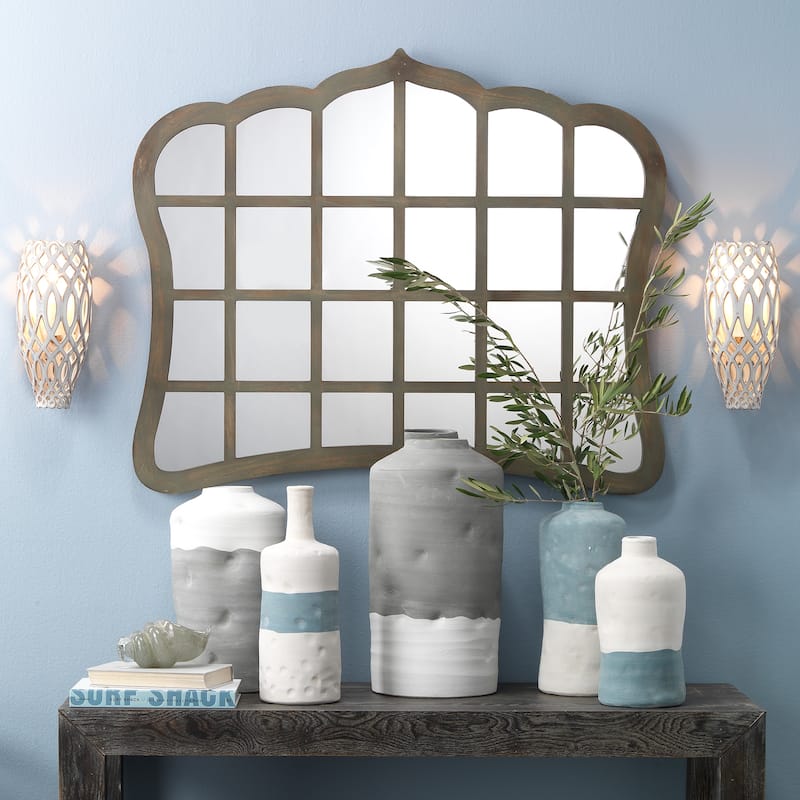Alden Décor Vera Window Wood Mirror - Natural