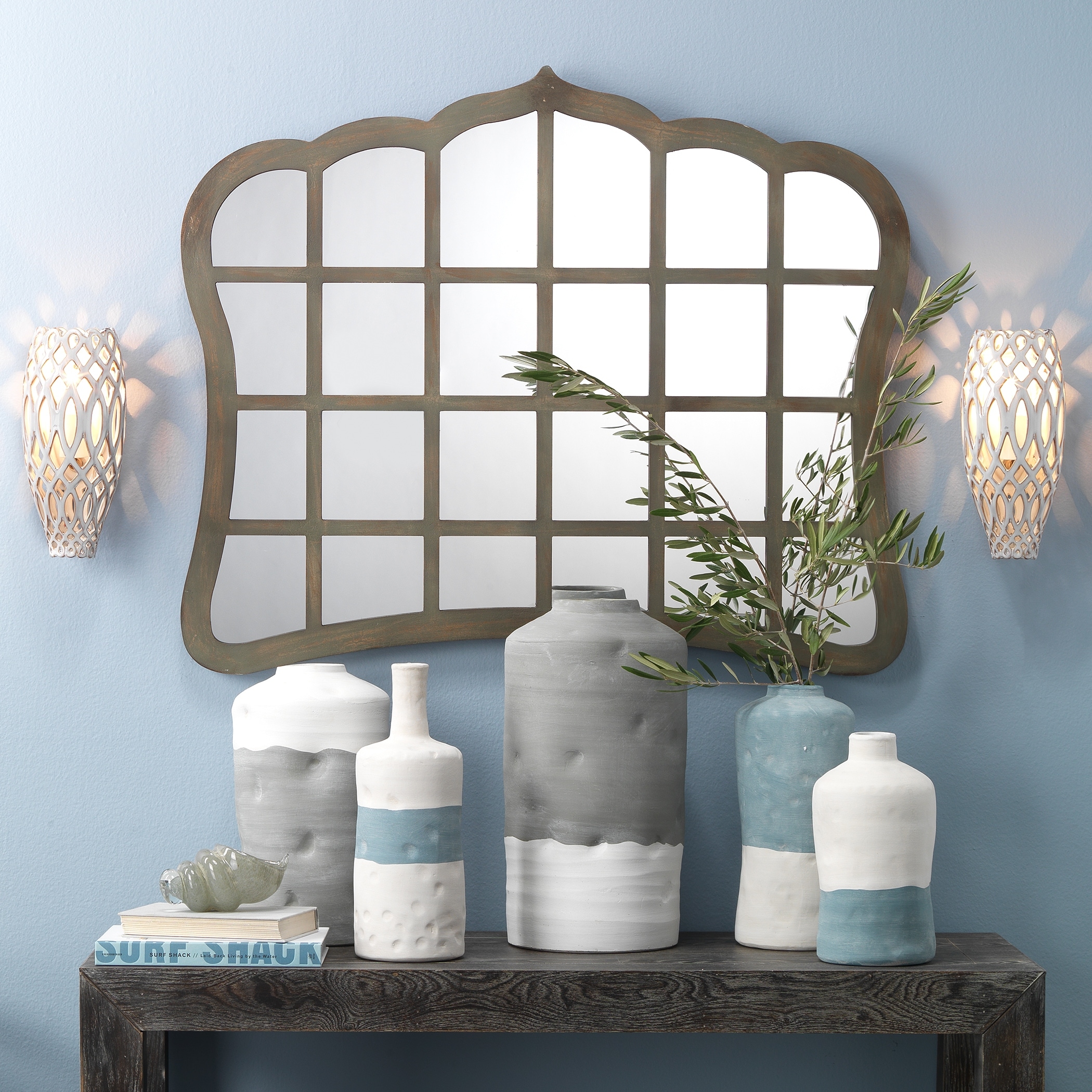 Alden Decor Vera Window Wood Mirror
