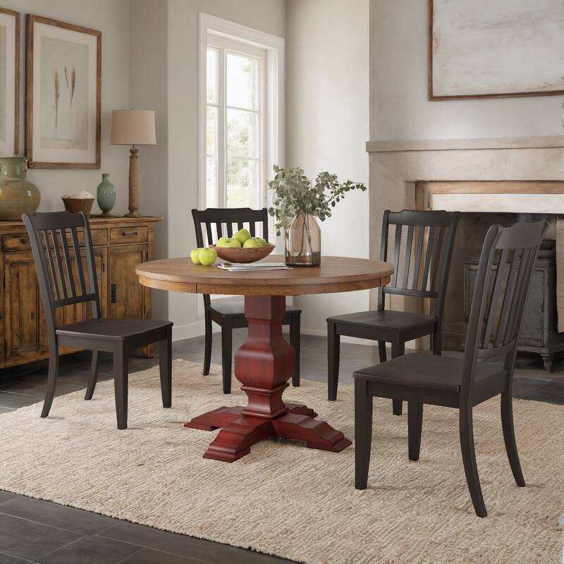 Ronda 45" Round Solid Wood Top Dining Set with Spindle Back Chairs