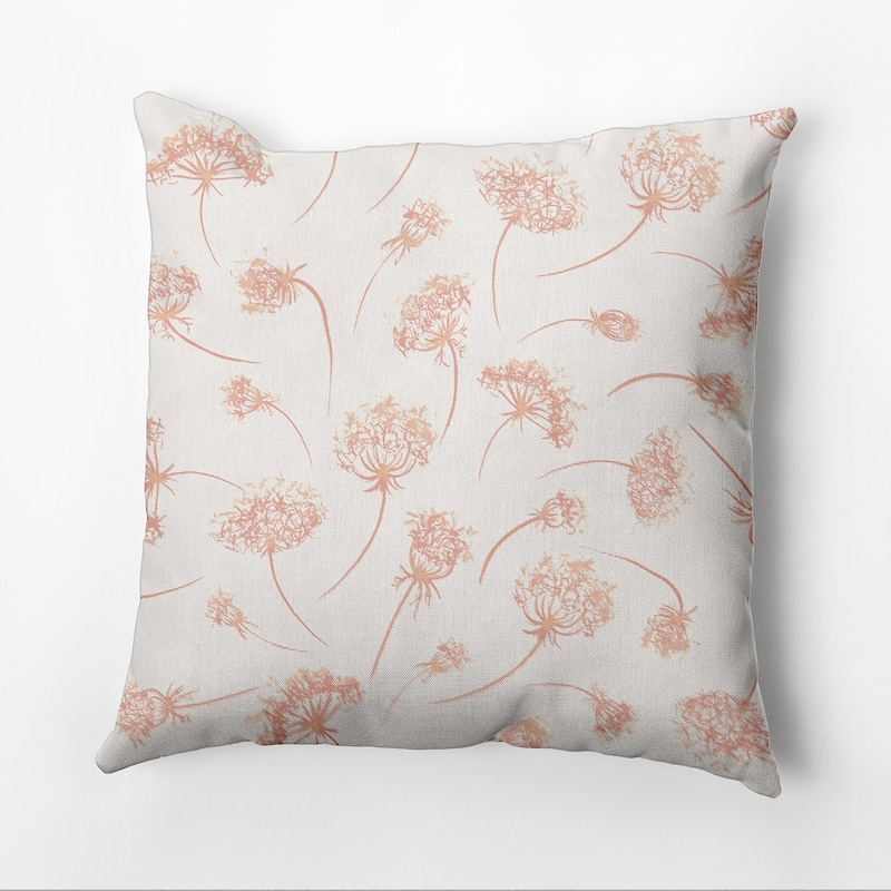 Wishing Flowers Outdoor Pillow - Orange - 18" x 18"