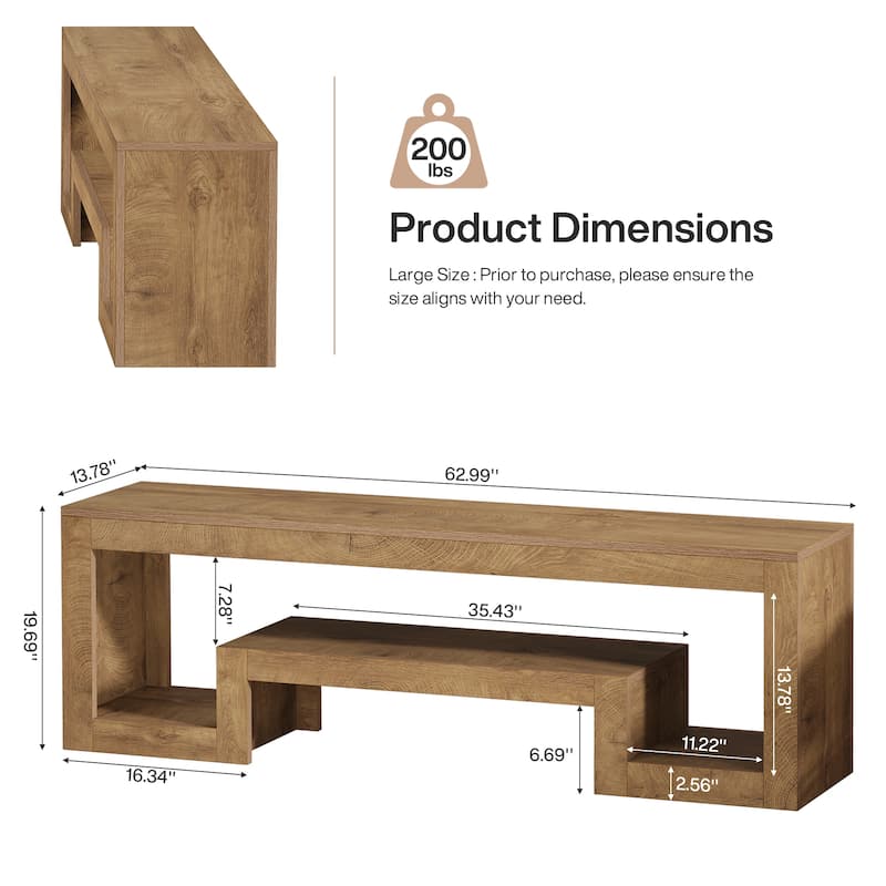 63'' TV Stand for 55/60/65-Inch TVs, Entertainment Center with Shelves