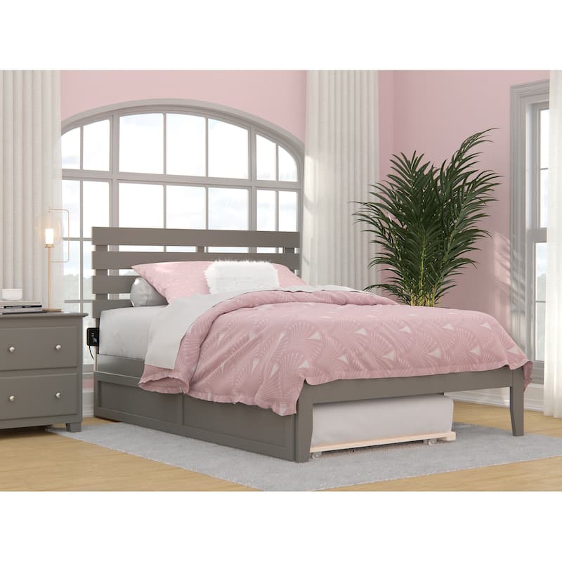 Oxford Bed with USB Turbo Charger and Twin Trundle - Grey - Full