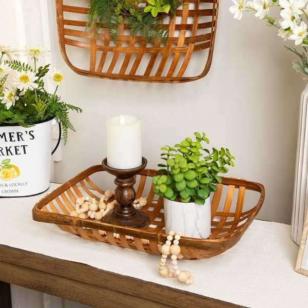 Northlight Rectangular Lattice Tobacco Baskets - Brown