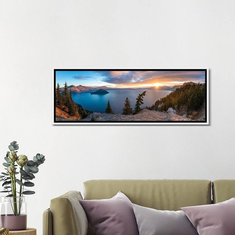iCanvas "Crater Lake Panorama" by Lucas Moore Framed Canvas Print
