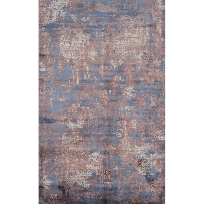 Hand Knotted Oriental Viscose Silk Carpet Modern All-Over Oranges & Rust Abstract Area Rug - 5' 11'' X 3' 11''