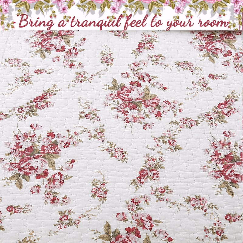 Chic Shabby Spring Rose Quilted Throw Blanket