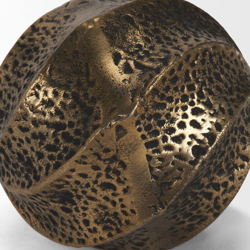 Imani Large / Small Sculptural Textured Antiqued Gold Metal Decorative Orb Object