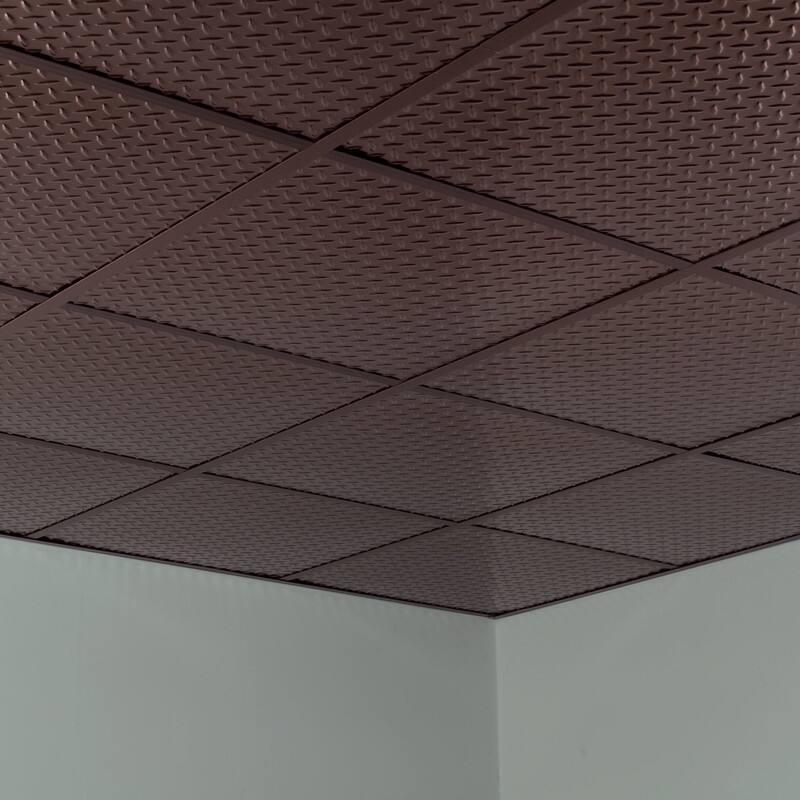 FASÄDE Diamond Plate Revealed Edge Decorative Vinyl 2ft x 2ft Lay in Ceiling Panel in Oil Rubbed Bronze (5 Pack)