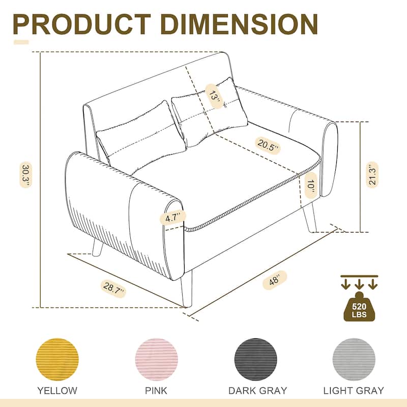 Futzca 48" Modern Loveseat Sofa