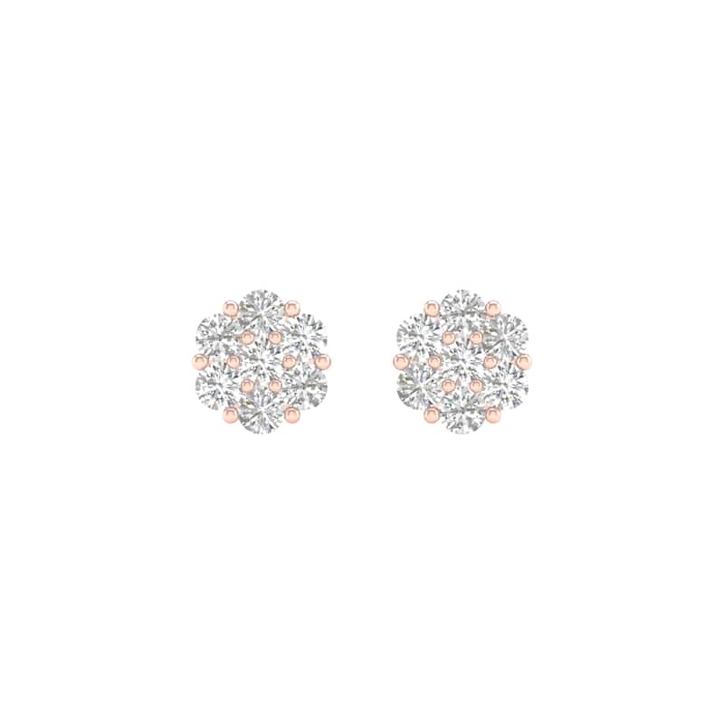De Couer 1/5ct-2ct TDW Diamond Cluster Stud Earrings in 10k Rose Gold for Women
