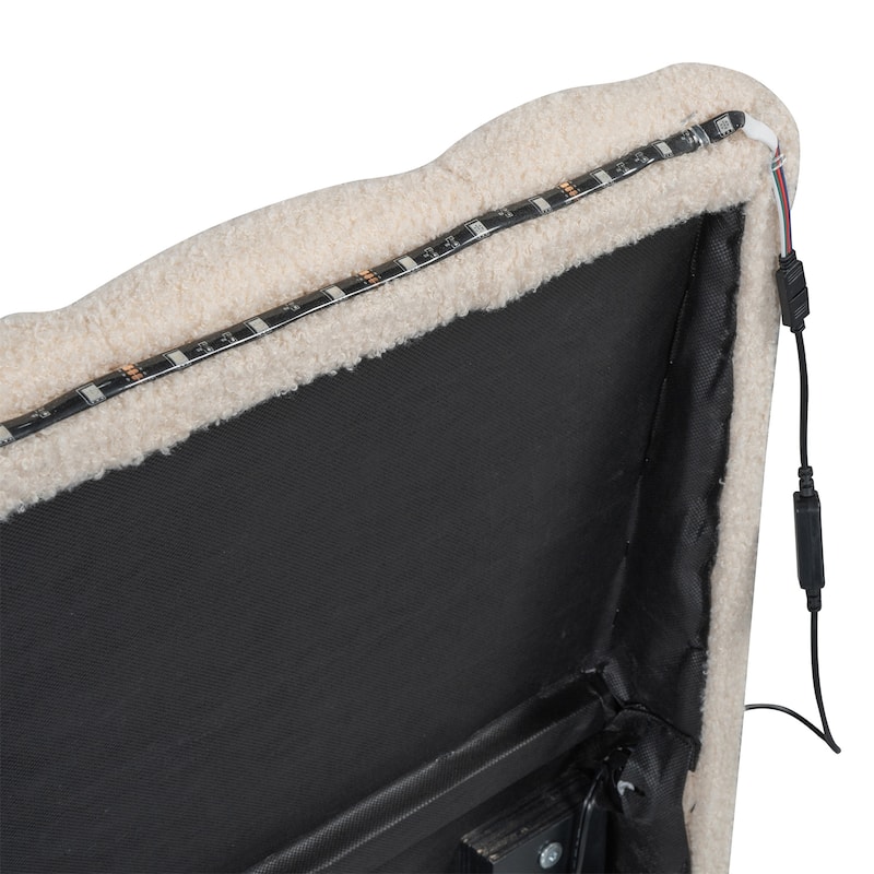 Teddy Fleece Twin Size Upholstered Platform Bed with Trundle