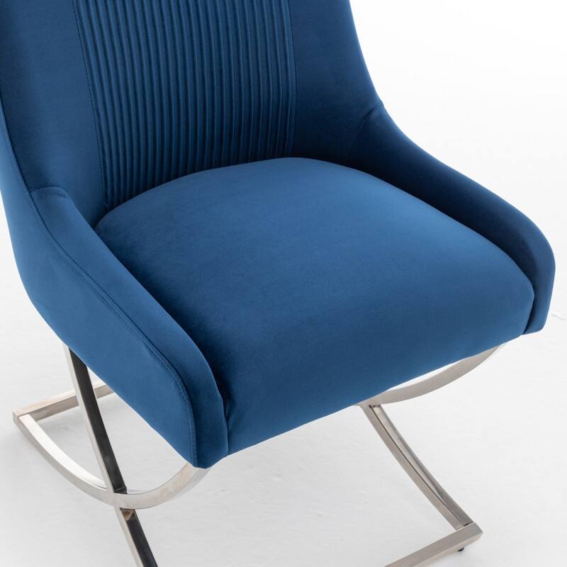 Modern Contempoary Velvet Dining Chair Set of 2 with Metal Frame Legs and Back Pull