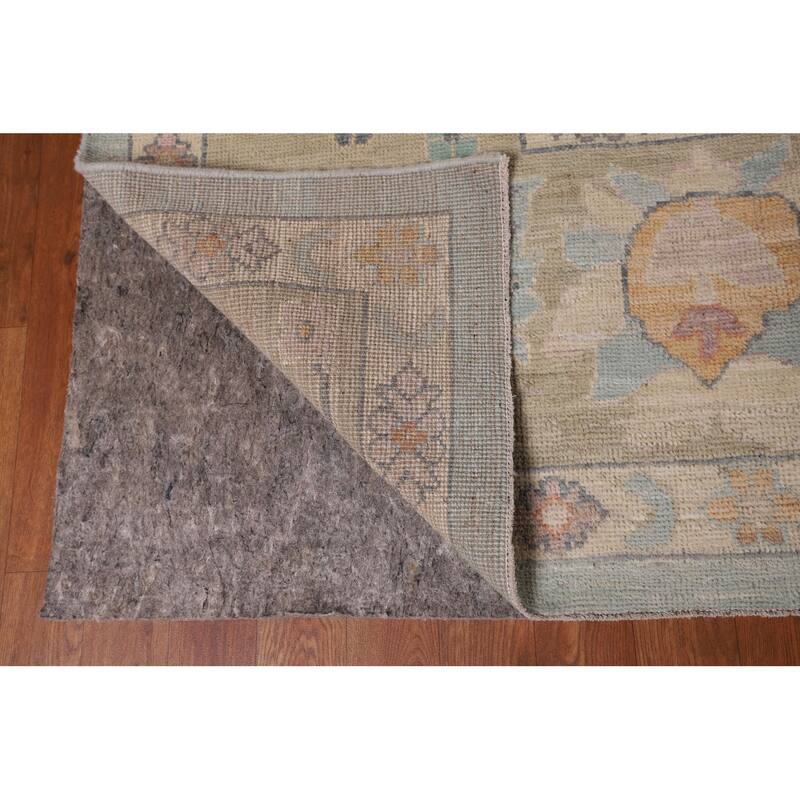 Light Blue Oushak Vegetable Dye Area Rug Hand-Knotted Wool Carpet - 8'11" x 11'8"