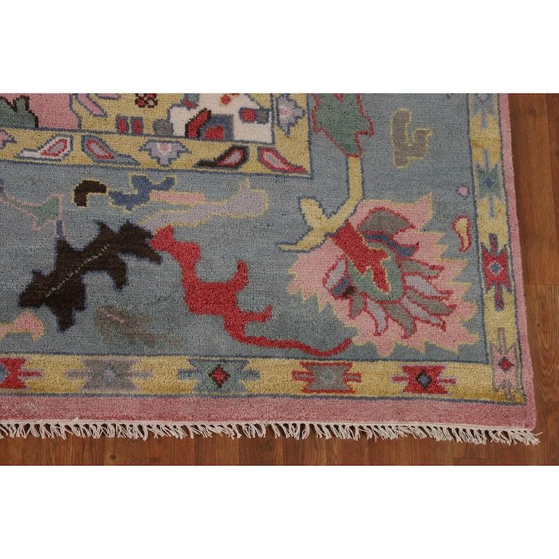 Pink Oushak Indian Area Rug Handmade Wool Carpet - 9'0"x 11'10"