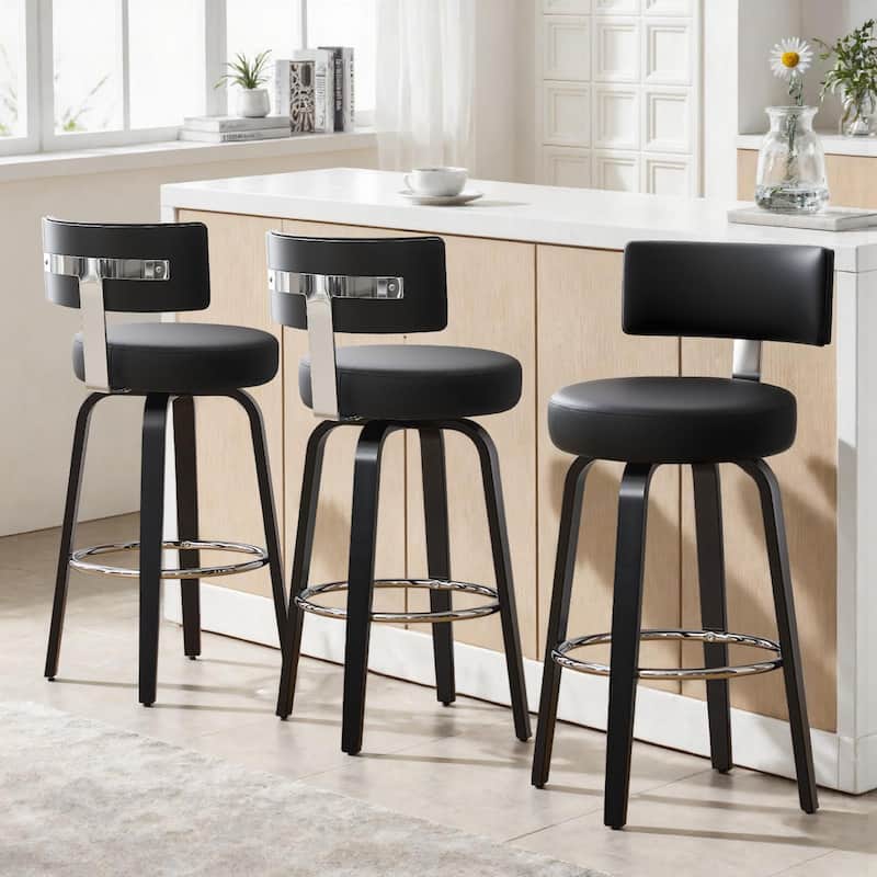 Upholstered Swivel Counter/ Bar Stools with T-Shaped Backrest