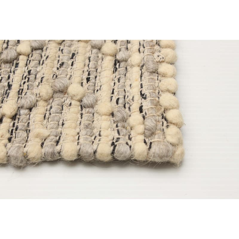 ECARPETGALLERY Braid weave Sienna Cream Wool Rug - 5'1 x 7'9