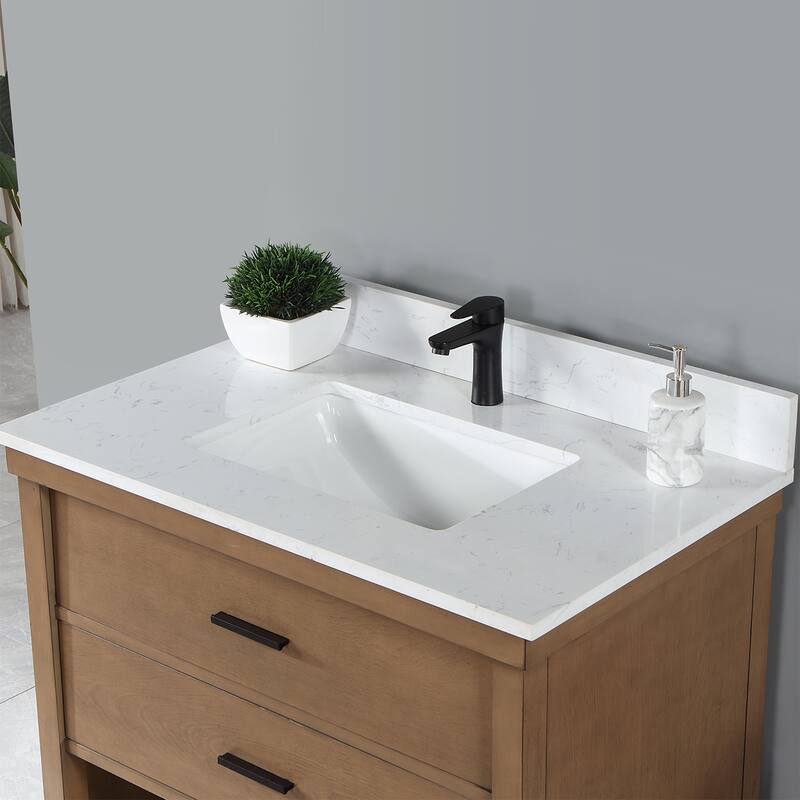 Altair Kesia Bathroom Vanity with White Composite Stone Top without Mirror