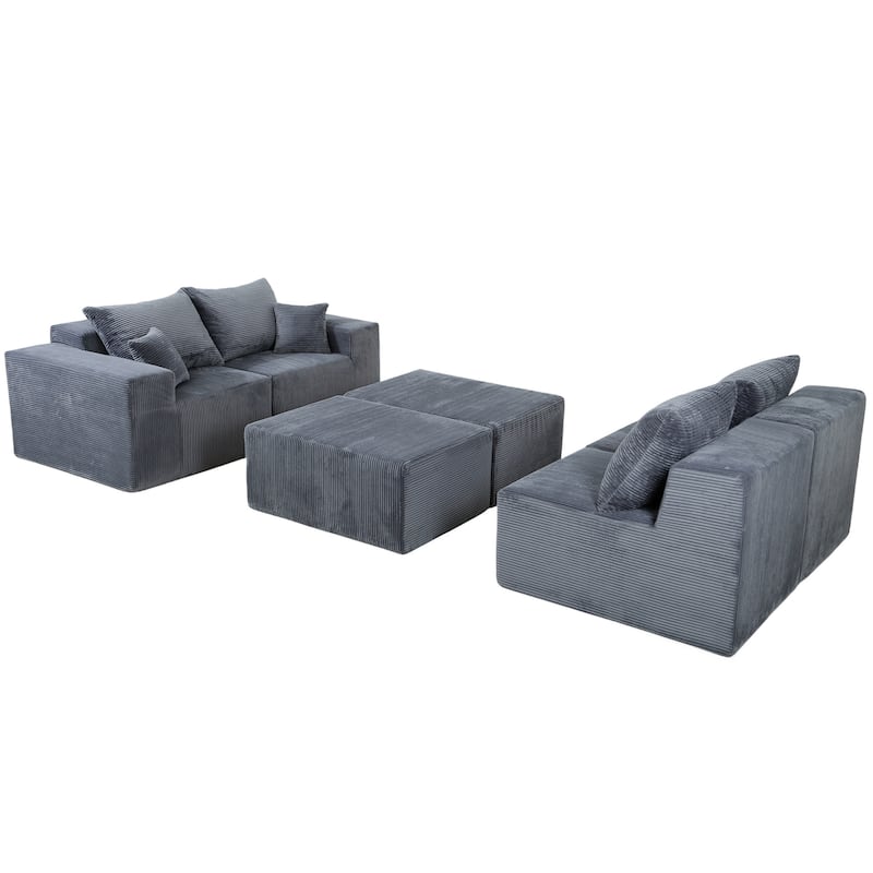 GDFStudio - 6-Piece Modular U-Shaped Sectional Sofa with Chaise Lounge