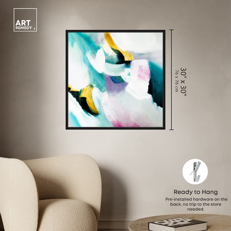 Art Remedy Still Violas Framed Blue Abstract 1 Piece Canvas Wall Art