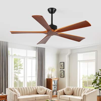 60" Ceiling Fans with Wood Blades,DC Motor and Remote