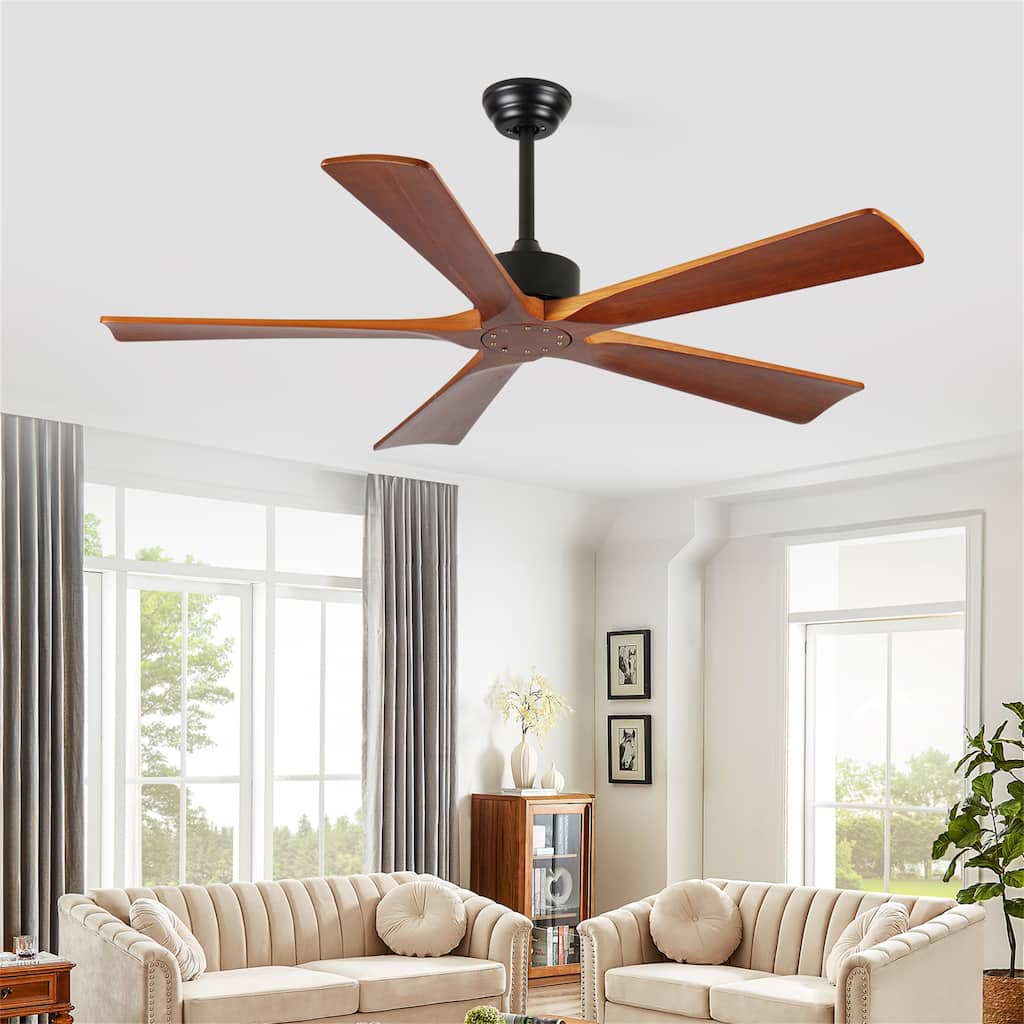 60" Ceiling Fans with Wood Blades,DC Motor and Remote