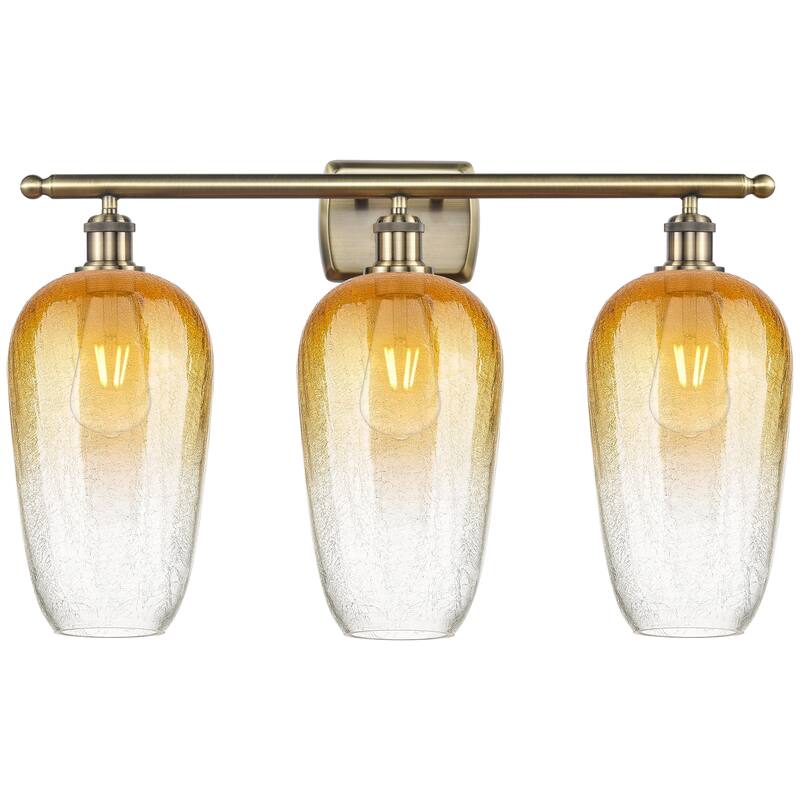 Innovations Lighting Endless Possibilities Ballston - Brookhaven Flute - 3 Light 27" Bath Vanity Light - Antique Brass/Amber